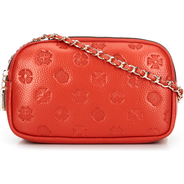 Dámska kožená crossbody kabelka na retiazke zlatá 99-4E-305-G