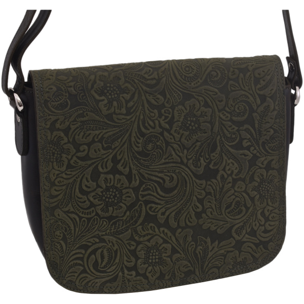 Dámska kožená crossbody kabelka zelená 250112
