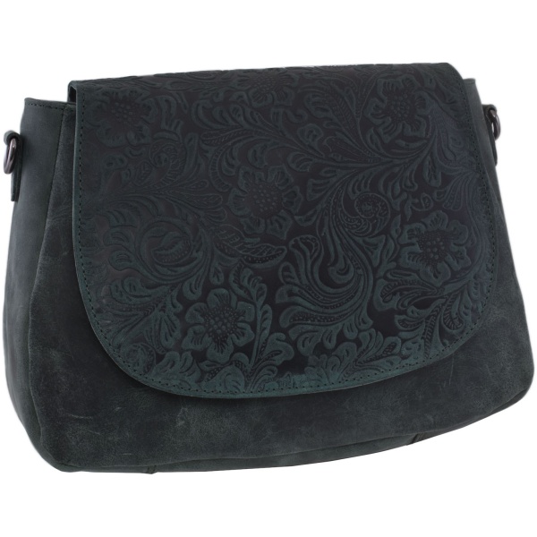 Dámska kožená crossbody kabelka zelená 420706