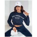 Dámska mikina crop top SAN FRANCISCO s potlačou tmavo modrá