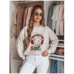 Dámska oversize mikina s potlačou LALA VIBE béžová