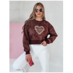 Dámska oversize mikina tie-dye so srdcom DESSER vínová