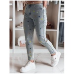 Dámske nohavice slim fit s hviezdičkami SHINYFIT modré