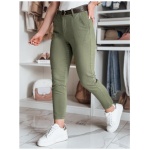 Dámske nohavice slim fit s opaskom TAIRONIK khaki