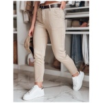 Dámske nohavice slim fit s opaskom TAIRONIK tmavobežové