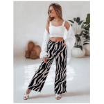 Dámske pruhované široké nohavice ZEBRAVIBE béžovo-čierne