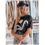 Dámske tričko oversize s 3D efektom čierna