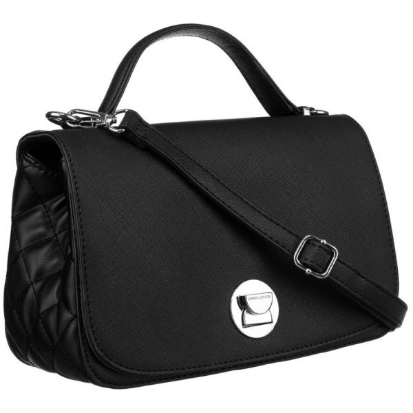 Elegantná čierna crossbody kabelka s prešívanými bokmi - David Jones