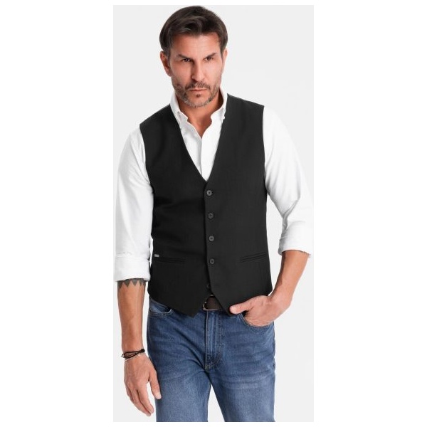 Elegantná pánska čierna vesta V3 BLZV-0143 - L