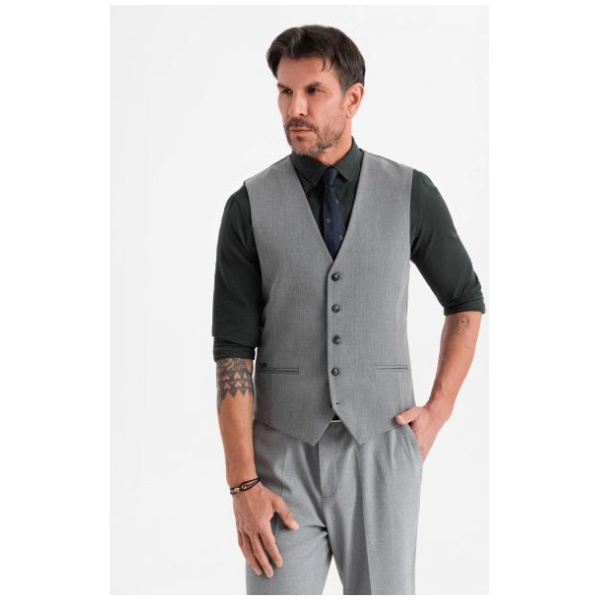 Elegantná pánska šedá vesta V1 BLZV-0143 - M