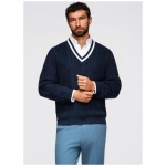 Elegantný pletený sveter pre pánov modrýV2 OM-SWSW-0151 - L