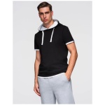 Jedinečné čierne tričko s kapucňou  V9 TSCT-0256 - XXL