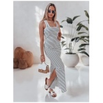Jednofarebné maxi šaty SUMMER LOVE bielo-čierne
