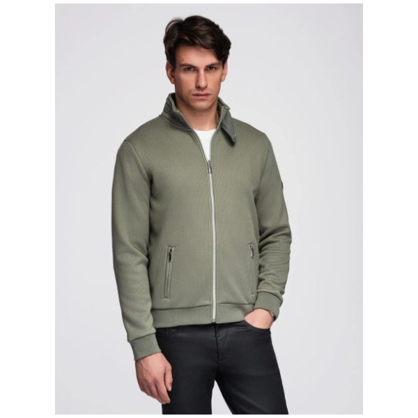 Khaki pletená bunda s vysokým golierom V3 C645 - S