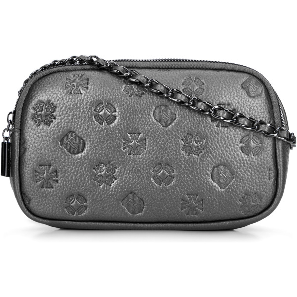 Kožená crossbody kabelka s razením bordová 99-4E-307-3