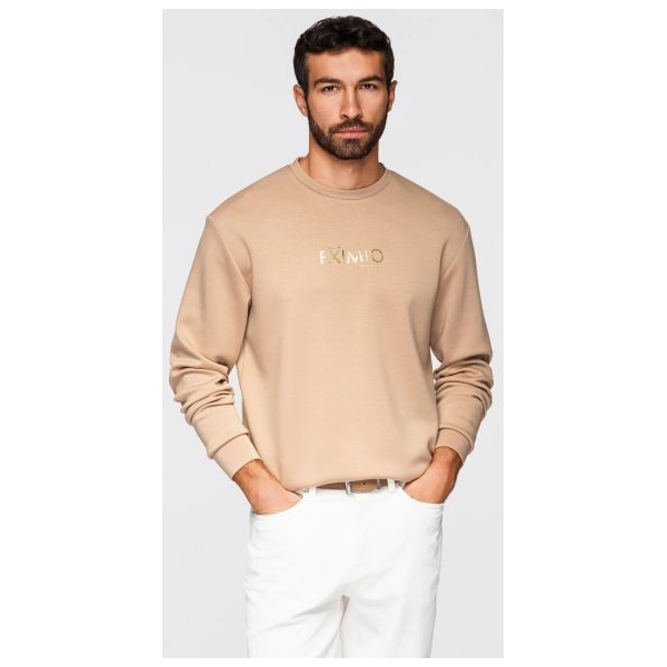 Moderná béžová mikina bez kapucne V3 OM-SNBC-0199 - XL