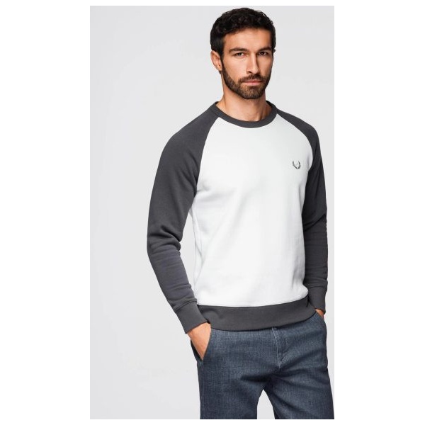 Moderná bielo-grafitová mikina bez kapucne V1 SSNZ-0239 - XXL