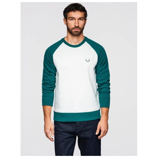 Moderná bielo-zelená mikina bez kapucne V1 SSNZ-0239 - S