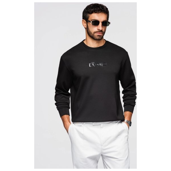 Moderná čierna mikina bez kapucne V1 OM-SNBC-0199 - XXL