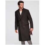Moderný pánsky hnedý kabát V3 COWC-0133 - XXL
