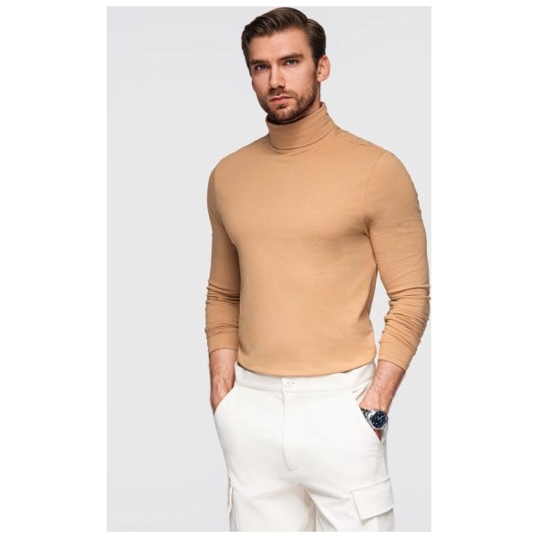 Moderný svetlohnedý pánsky rolák V5 LSCL-0130 - XXL