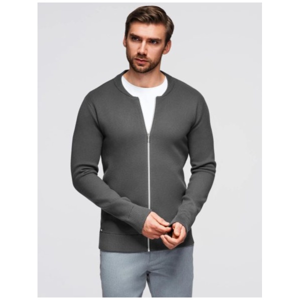 Módny grafitový pánsky sveter na zips V2 SWZS-0146 - XL
