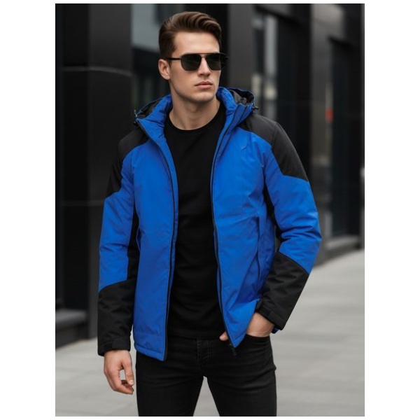 Modro-čierna zimná bunda s kapucňou - 3XL