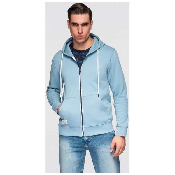 Pánska svetlomodrá mikina na zips V7 SSBZ-0272 - XXL