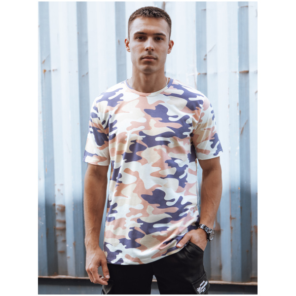 Pánske béžové camo tričko Dstreet RX5589