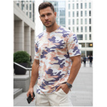 Pánske béžové camo tričko Dstreet RX5589