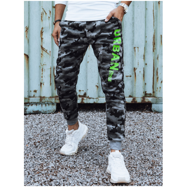 Pánske camo tepláky s potlačou antracit Dstreet UX4441
