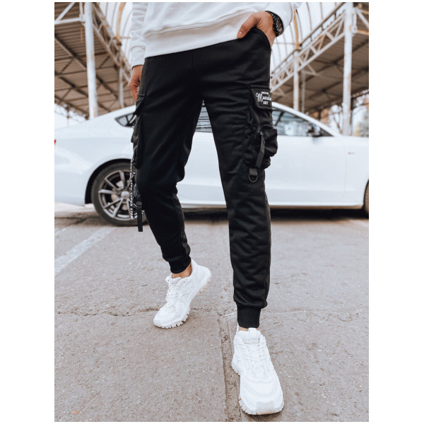 Pánske čierne cargo nohavice Dstreet UX4203