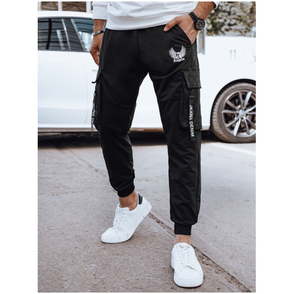 Pánske čierne cargo nohavice Dstreet UX4372