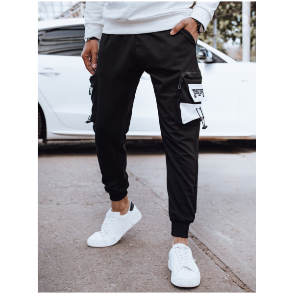 Pánske čierne cargo tepláky Dstreet UX4371