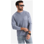 Pánske denim tričko s dlhým rukávom a vreckom om-lscl-0109 - XL