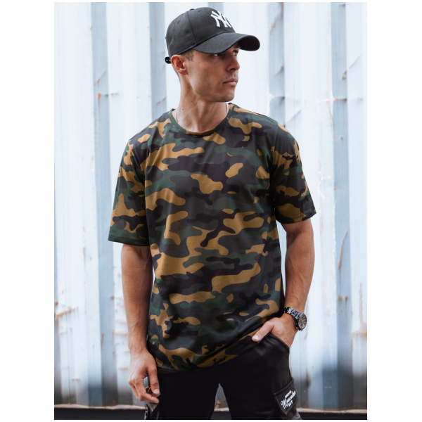 Pánske khaki maskáčové tričko Dstreet RX5594