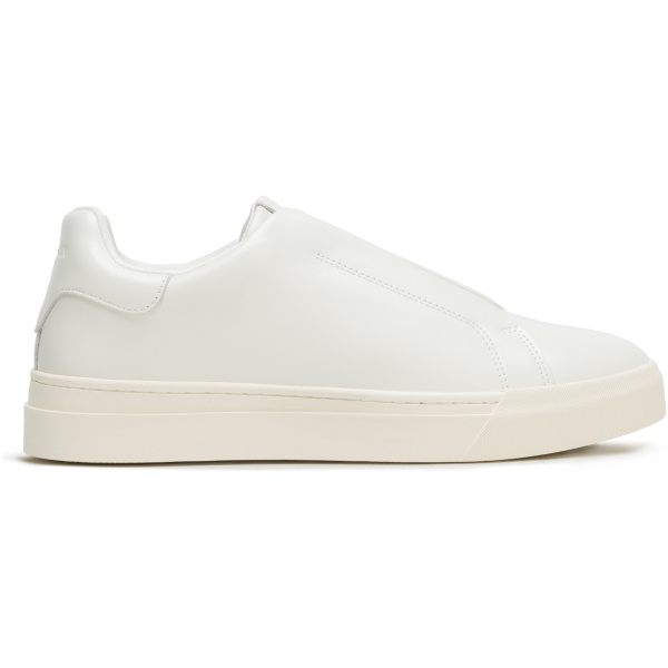 Pánske nazúvacie kožené sneakersy krémovo-biele 101-M-512-0