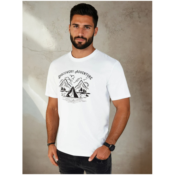 Pánske tričko s potlačou bielej farby Dstreet RX5412