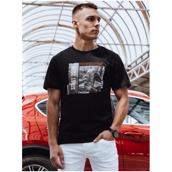 Pánske tričko s potlačou čiernej farby Dstreet RX5464