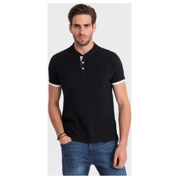 Pohodlná trendy čierna polokošeľa V8 TSCT-0156 - XL