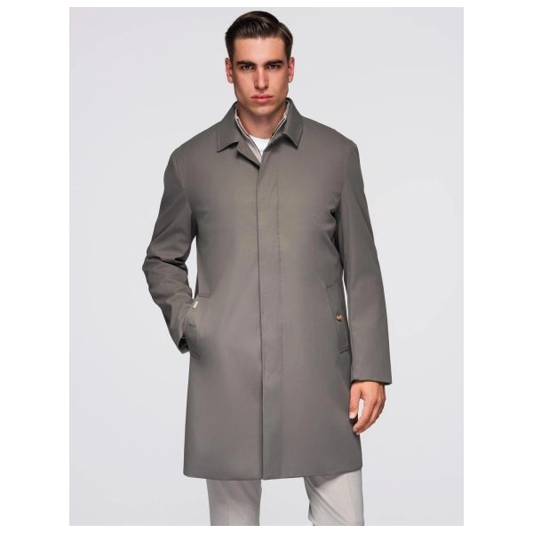 Popolavo sivý pánsky kabát s vestou V6 OM-COLC-0139 - M