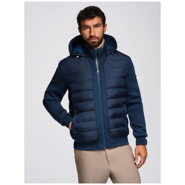Prešívaná tmavomodrá bomber bunda  V2 JALP-0298 - L