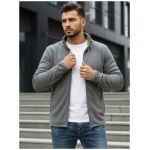Svetlošedá mikina na zips bez kapucne - XXL