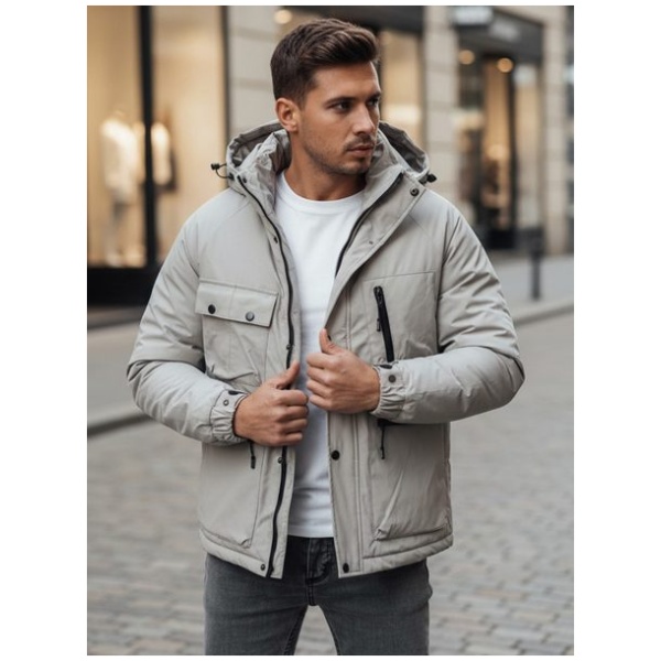 Teplá sivá pánska bunda na zimu - XXL/54