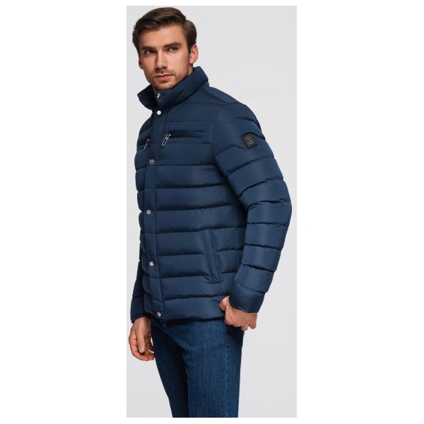 Tmavomodrá prechodná bunda so stojacím golierom V2 JALP-0260 - S