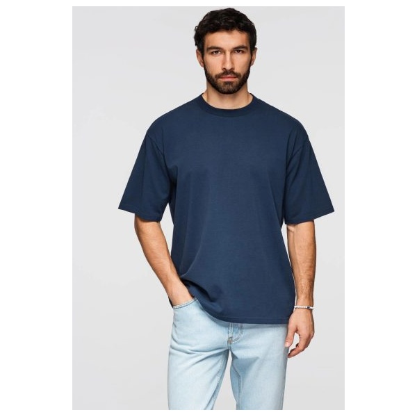 Tmavomodré tričko voľného strihu V9 TSBC-0267 - XXL