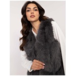 Tmavosivá kožušinová vesta so zapínaním na háčik a očko