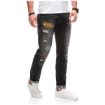 Trendy čierne džínsy s nášivkami P1303 - 31