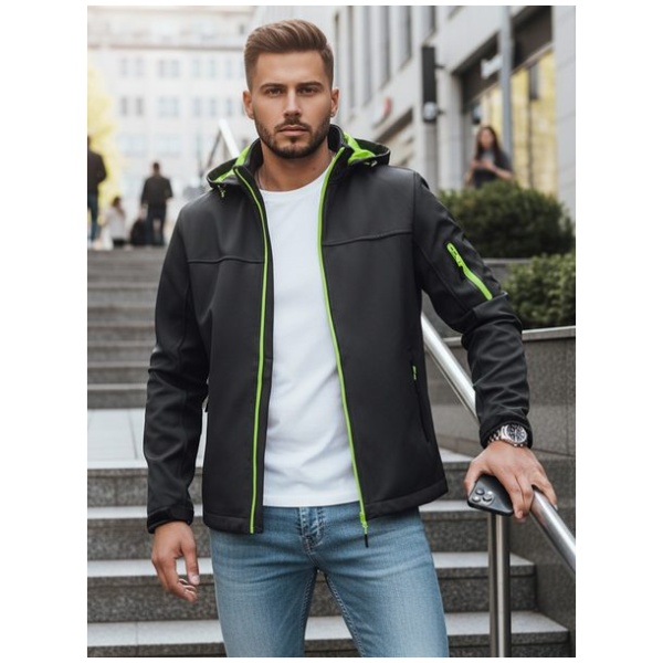 Trendy softshellová bunda s výraznými prvkami v graftovej farbe - XXL
