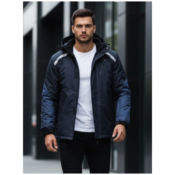 Zimná modrá bunda s reflexnými prvkami - 3XL